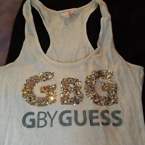 G by Guess | 100% Cotton Small Gorgeous Gold Glittery Sparkling Sequin Tank Top - Picture 9 of 10